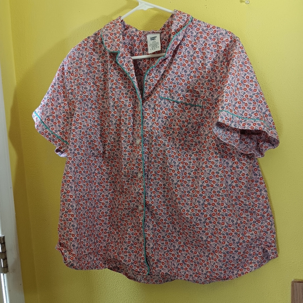 Lands End Floral Pajama Top